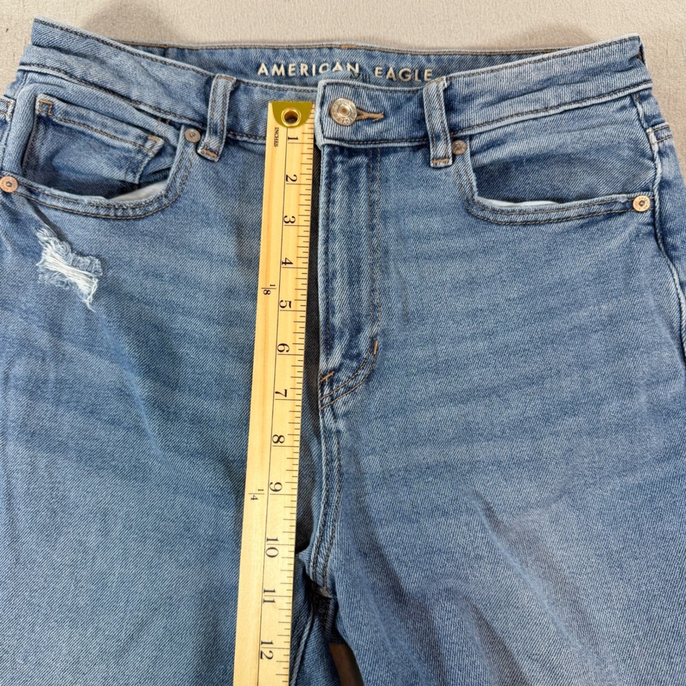 American Eagle Mom Jeans Womens 10 Tall High Rise Distressed Medium Wash - Picture 10 of 12